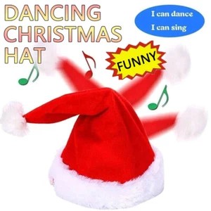 Merry Christmas Singing Dancing Moving Santa Hat Funny Hat Xmas Gift - Picture 1 of 12