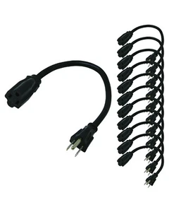 Lightkiwi 16AWG Power Extension Cord 1ft, 12-Pack - Picture 1 of 3