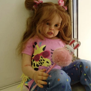 30 Zoll bemalte Reborn Baby Puppe Kleinkind Mädchen Stoffkörper verwurzelte Haare handgefertigte Geschenke - Bild 1 von 4