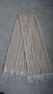 Cream Ruffled Sequin Scarf With Lace Tassels - Picture 1 of 5