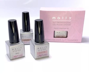 Mally 24/7 Pro Gel Polish Nail Color French Manicure Kit WHITE-PINK-NUDE - Picture 1 of 2