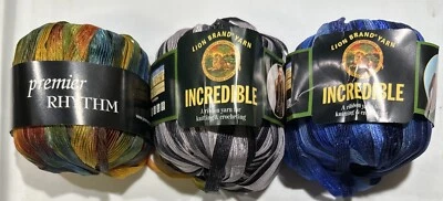 LOT of 3 INCREDIBLE RIBBON COPPER PENNY BLACK BLUE SHADES LION & PREMIER 110yds - Image 1 of 4