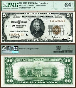 1929 $20 Federal Reserve Bank Note FR-1870-L San Francisco CA PMG CU64EPQ - Picture 1 of 3
