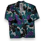 Vintage Adam Douglass 100% Silk Quilted Blazer Jacket Colorful Floral Medium
