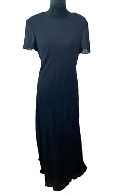 Nuevo con etiquetas $129 Vestido recto Orvis largo completo negro de gasa talla 10 Foto 1 de 4