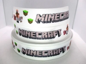 Minecraft Computer Game 1" Grosgrain Ribbon YOUR CHOICE: 5 or 10 Yards (Movie) - Picture 1 of 3