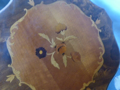 joli gueridon ,table tripode marquetée , sellette vintage  (gp) - Photo 1/4