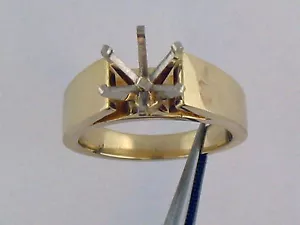 Anello solitario 1CT montaggio 4,5MM larghezza oro giallo massiccio 14K con testa a 6 poli - Foto 1 di 9