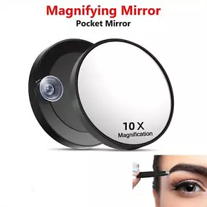10x Magnifying Pocket Make Up Mirror Cosmetic Vanity Shaving Suction Mirror UK - Picture 1 of 4