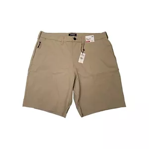 Express Shorts Mens 34 Tan Slim Fit Flex Stretch Above The Knee 9” Inseam - Picture 1 of 4