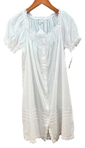 Eileen West Sleepwear Size XS 100% Cotton Eyelet Lace Trims in White with Dots - Picture 1 of 7