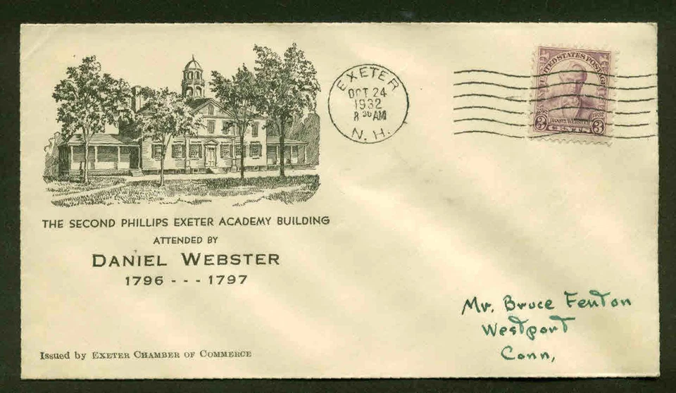 725 WEBSTER FDC EXETER, NH  PLANTY P24 1st EXETER CHAMBER OF COMMERCE CACHET - Image 1 of 1