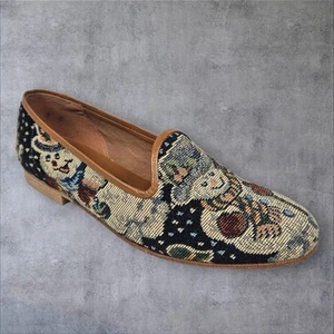 Zalo Needlepoint Holiday Snowman Christmas Loafers Flat Shoes Size 7 Women's - Picture 1 of 13