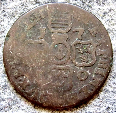 Liege Belgian State Jean-Theodore of Bavaria 1750 1 Liard, Copper km# 155 - Image 1 of 4