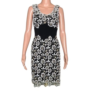 Alberto Makali Black Lace Dress with White Flowers & Sequins size XS - Picture 1 of 4