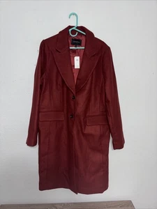 Abrigo Banana Republic Doble Tela Rojo Ron Especiado Oscuro Chaqueta Larga Para Mujer XL NUEVO CON ETIQUETAS - Imagen 1 de 6