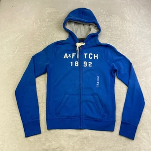 Abercrombie Fitch Womens Blue Zip Up Hoodie 1892 Logo Size Large - Picture 1 of 9
