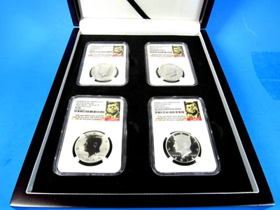 2014 D,P, W, S 4-Coin, 50th Anniversary Kennedy Half Dollar NGC  Pf/Ms,Sp 70, ER - Image 1 of 4