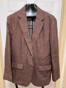 Bonobos Angelico 100% Leinen Blazer Braun Streifen Herren 42R Slim Fit - Bild 1 von 8