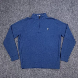 Peter Millar Sweater Mens Medium Blue Quarter 1/4 Zip Pullover Rayon Poly Cotton - Picture 1 of 10