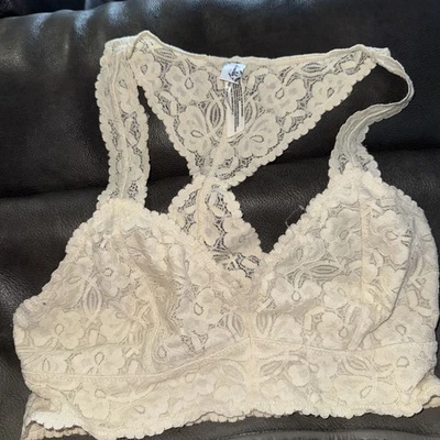 Free People Intimately Lace Bralette Womens S Racerback Cream  - Image 1 of 4