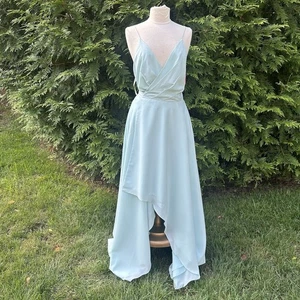 Bari Jay Warp Dress Evening Gown Size 14 Style #1704 Marshmallow Blue Plus Size - Picture 1 of 11