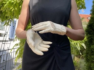 Elegante Lederhandschuhe Damen weiß 7,5 - Bild 1 von 10