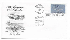 1961 NAVAL AVIATION 50th ANNIVERSARY ARTMASTER COVER FIRST DAY OF ISSUE - Picture 1 of 1