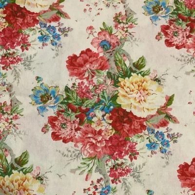 Red Florals on Cream by Waverly 45” x 45” for Hancock Fabrics - Image 1 of 4