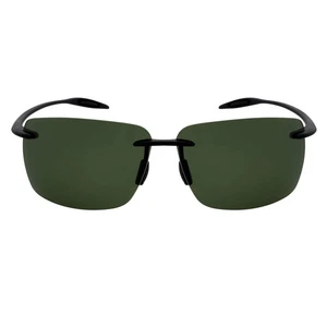 MAUI - Rimless TR90 Thin Sports Wrap Sunglasses Matte Black Green Polarized - Picture 1 of 8