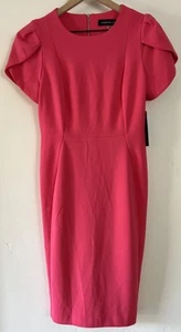Andrew Marc Sheath Dress Women's Size 8 Pink Tulip Sleeve Zip Knee Length NWT - Picture 1 of 6