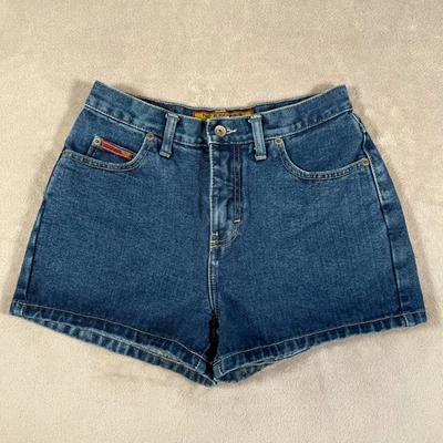 Pantalones cortos de jean de tiro medio vintage años 90 SIN EXCUSES para mujer talla 7/8 azul denim dobladillo crudo Foto 1 de 4