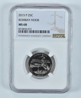 2015-P Washington Quarter Bombay Hook America The Beautiful MS68 NGC *4278 - Image 1 of 4