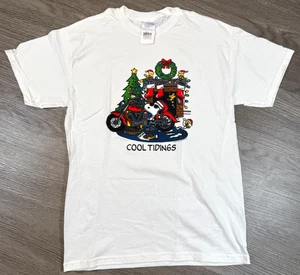 Camiseta Blanca De Colección Peanuts Joe COOL Snoopy NOTICIAS Navidad MOTOCICLETA De Colección Talla M - Imagen 1 de 7