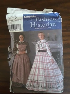 Simplicity 7212 UNCUT Historical Civil War Dress Apron 6 8 10 12 Torn envelope - Picture 1 of 1