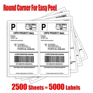 Round Corner 5000 Half Sheet Shipping Labels Self Adhesive For Laser Inkjet USPS - Picture 1 of 1