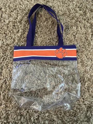 CLEMSON TIGERS CLEAR ZIPPER STADIUM TOTE APPROVED PURSE BAG NCAA NWOT!! Cover