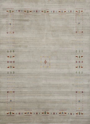 Oriental Gabbeh Indian Rug Beige Color Handmade Wool 8x10 ft - Image 1 of 4