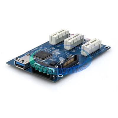 One PCI-e Express 1X to 3 Port 1X Switch Multiplier HUB Riser Card+USB Cable - Image 1 of 3