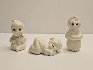 Set di 3 statuette fantasma Halloween bianche dipinte - Foto 1 di 9