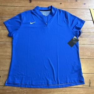 Nike Polo Shirt Women 3XL Blue 1/4 Zip DRI-FIT Short Sleeve Blade Collar $65 New - Picture 1 of 6