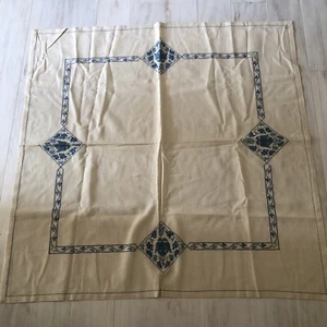 VTG Americana Linen Cloth Tablecloth Blue Cross Stitch Eagle Embroidery 36” X 36 - Picture 1 of 5