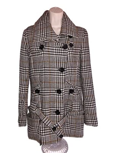 Chaqueta CoffeeShop Pata de Gallo Para Mujer Chaquetón Talla S Bolsillos Forrada Cuello Tortuga - Imagen 1 de 5