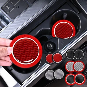 2x Carbon Fiber Truck Car Accessories Water Cup Holder Pad Anti-slip Coaster Mat - Picture 1 of 16