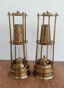 2 EINHEIT 10'' Antik Messing Miner Öl Lampe Nautische Maritime Schiff Laterne - Bild 1 von 7
