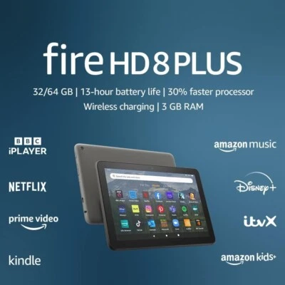 Amazon Fire HD 8 Plus | 12th Gen | 2022 |  32GB  Wi-Fi  Slate Grey  NEW - Image 1 of 4