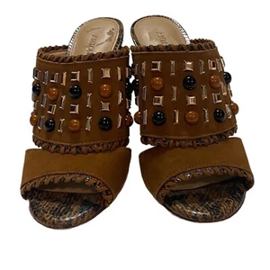 Antonio Melani 6M Slide Heels Brown with Embellished Uppers - Picture 1 of 9