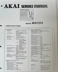 AKAI PROFESSIONAL MG1214 Service Manual Copy with Schematics & Service Bulletins - Picture 1 of 1
