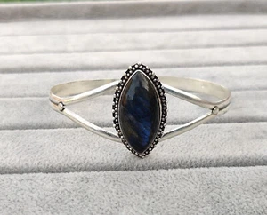 Wonderfull Labradorite Gemstone 925 Sterling Silver Handmade Bracelet Cuff R-6 - Picture 1 of 5