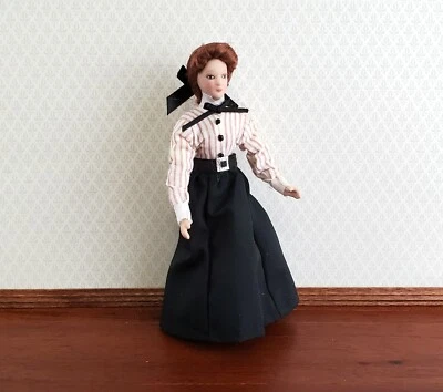 Dollhouse Miniature Female Doll Mom Mother Teacher Porcelain Poseable 1:12 Scale - Image 1 of 4